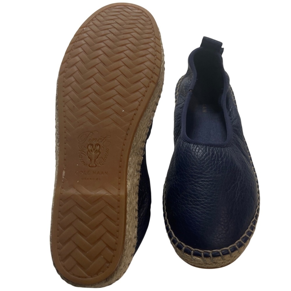 Cole Haan Pinch Weekender Navy Pebbled Leather Espadrille Flats W14365 Womens 7B - Picture 3 of 7